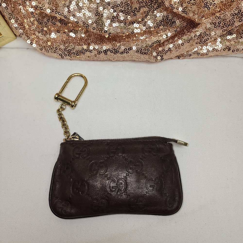 Authentic Gucci Guccissima Brown Leather Keychain Pouch With Retail Bag - Picture 5 of 17